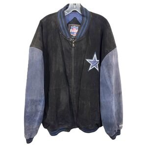 NFL Game Day Dallas Cowboys Leather Jacket‎ Size XXL Suede Full Zip Bomber A